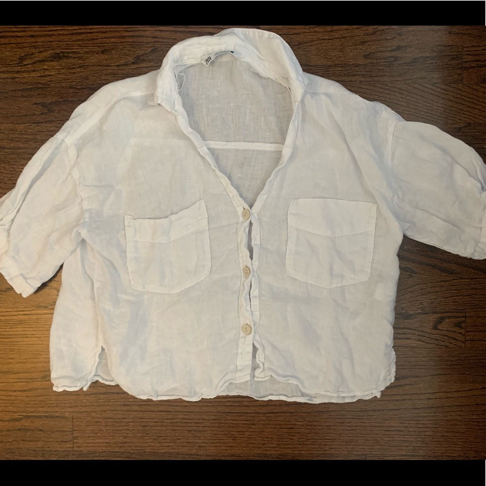 Zara linen short sleeve button down